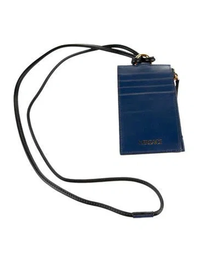 Pre-owned Versace Leather Wristlet In Blue