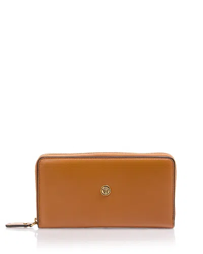 Versace Leather Zip Around Wallet In White