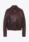 Versace Buffalo Leather Jacket Collared Design In Brown