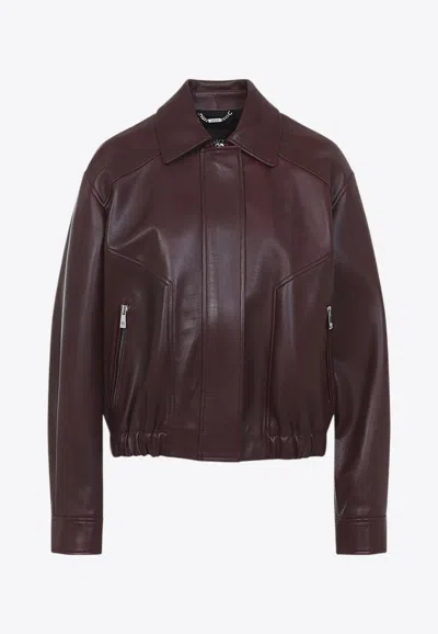 VERSACE LEATHER ZIP-UP JACKET