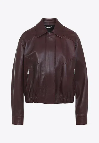 VERSACE LEATHER ZIP-UP JACKET