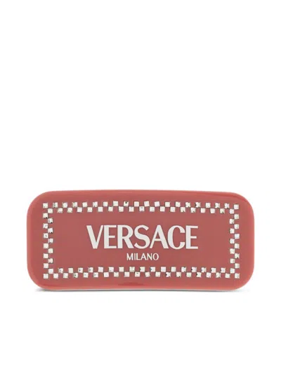 Versace Left Crystal Hair Clip In Pink