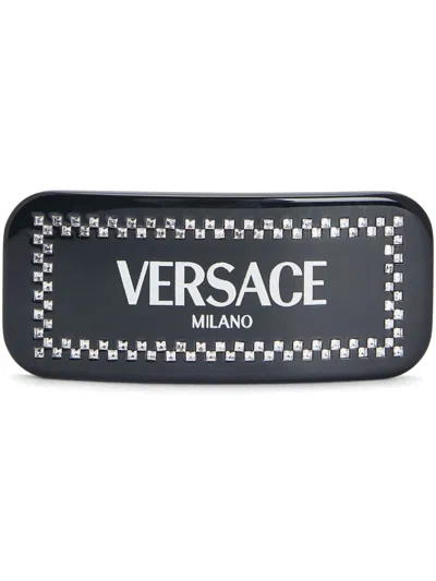 Versace Left Crystal Hair Clip In Black