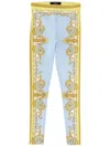 Versace Blue Leggings With All-over Geometric Print In Stretch Fabric Woman In Multi