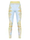 Versace Light Blue Baroque Pattern Work-out Leggings In Blue