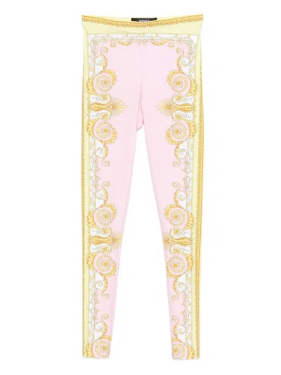 Versace Leggings Spring Barocco In Pink