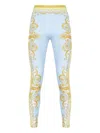 Versace Light Blue Baroque Pattern Work-out Leggings In Blue