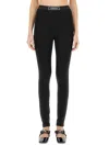 Versace Logo Print Slim Fit Ankle Length Leggings In Black