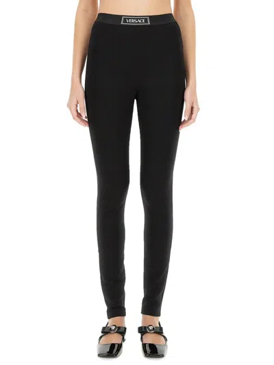 VERSACE VERSACE LEGGINGS WITH LOGO