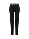 Versace Black Leggings With High Waist And Greca Motif On The Waist In Viscose Blend Stretch Woman In Black