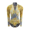 Versace Leopard Draped Bodysuit