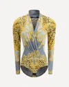 Versace Baroque-print Deep V-neck Bodysuit In Multi