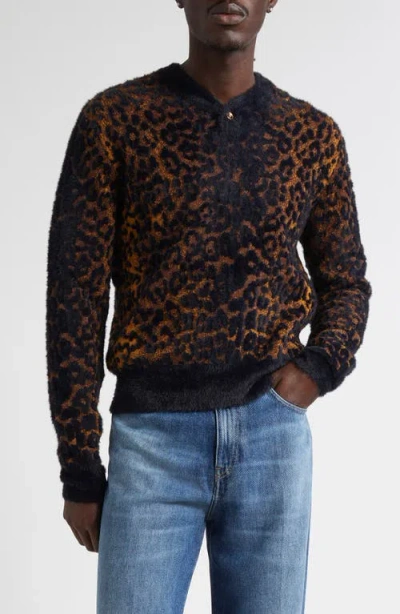 VERSACE VERSACE LEOPARD JACQUARD CARDIGAN
