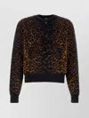 Versace Leopard Jacquard Chenille Knit Sweater In Animal Print