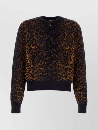 VERSACE LEOPARD JACQUARD KNIT SWEATER
