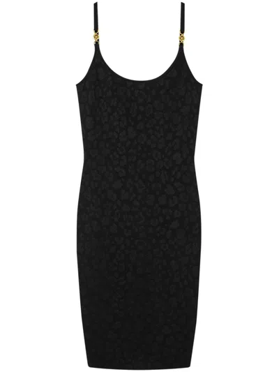 Versace Verziertes Minikleid Aus Jacquard-strick In Schwarz
