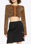 Versace Leopard Pattern Button-up Cardigan In Brown
