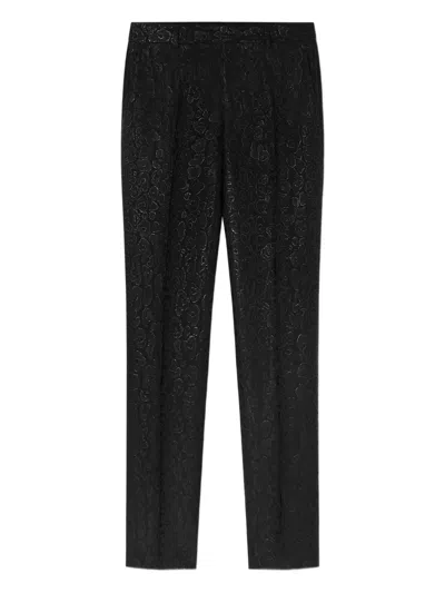 Versace Jacquard Leopard Trousers In Black