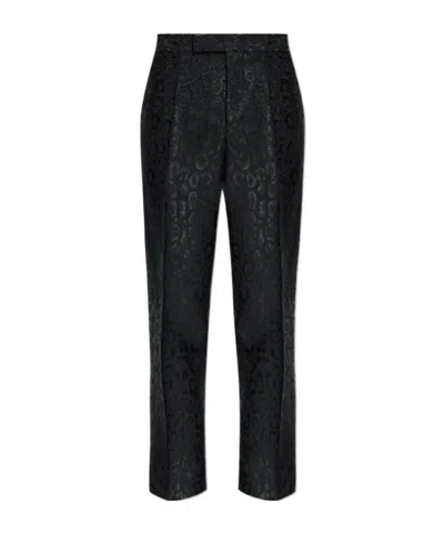 Versace Leopard-pattern Trousers In Black