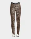 Versace Leopard-print 90s  Pull-on Stirrup Leggings In Naturalblack