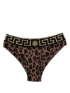 Versace Leopard-print Bikini Bottoms In Brown