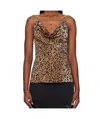 Versace Cowl-neck Leopard Responsible Liquid Jersey Blouse In Brown