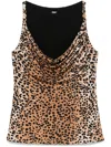 Versace Cowl-neck Leopard Responsible Liquid Jersey Blouse In Brown
