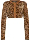 Versace Cardigan Court Leopard En Maille De Laine In Braun
