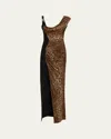 Versace Leopard-print Maxi Dress In Naturalblack