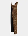 Versace Leopard-print Maxi Dress In Naturalblack