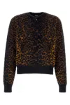 Versace Leopard Jacquard Chenille Knit Sweater In Animal Print