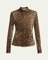 Versace Leopard-print Liquid Jersey Formal Shirt In Naturalblack
