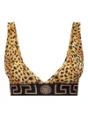 Versace Topeka Jersey Bi-stretch Cotton Cheetah All Over Print Top Neutral In Yellow