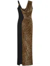 Versace Leopard-print Maxi Dress In Neutrals