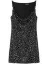 Versace Leopard Print Embellished Mini Dress In Black