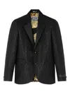 Versace Leopard-print Satin-lapel Blazer In Black