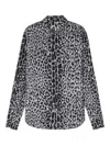 Versace Leopard-print Silk Shirt In Gray
