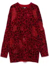 Versace Leopard-printed Semi-sheer Panelled Jumper In Red