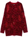 Versace Leopard-printed Semi-sheer Panelled Jumper In Red