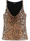 Versace Cowl-neck Leopard Responsible Liquid Jersey Blouse In Brown