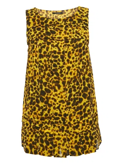 Pre-owned Versace Leopard-print Top In Yellow