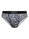 Versace Leopard-print Waistband Briefs In Blue