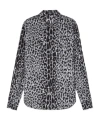 Versace Leopard-print Silk Shirt In Blue
