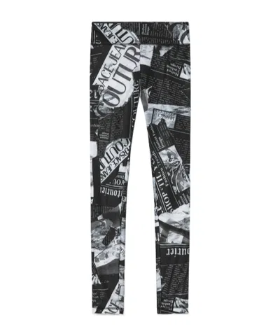 Versace Letter Logo Leggings In Black