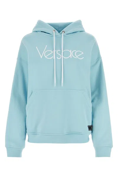 VERSACE LIGHT-BLUE COTTON OVERSIZE SWEATSHIRT