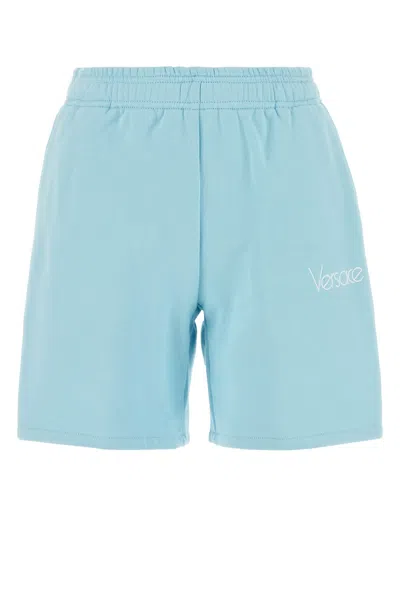 VERSACE LIGHT-BLUE COTTON SHORTS