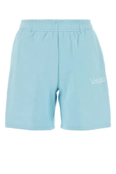 VERSACE LIGHT-BLUE COTTON SHORTS