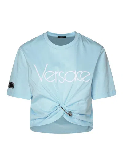 Versace Light Blue Cotton T-shirt