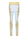 Versace Light Blue Baroque Pattern Work-out Leggings In Blue