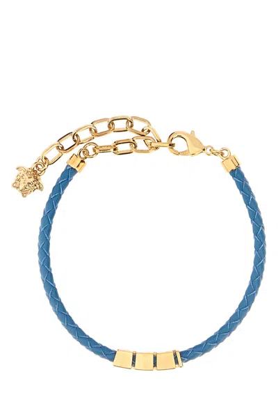 Versace Light Blue Leather Bracelet